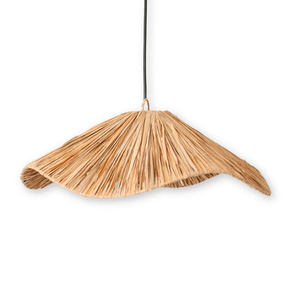 Søgræs-pendellampe Ø 53 cm – bred, flad skærm, beige og grøn
