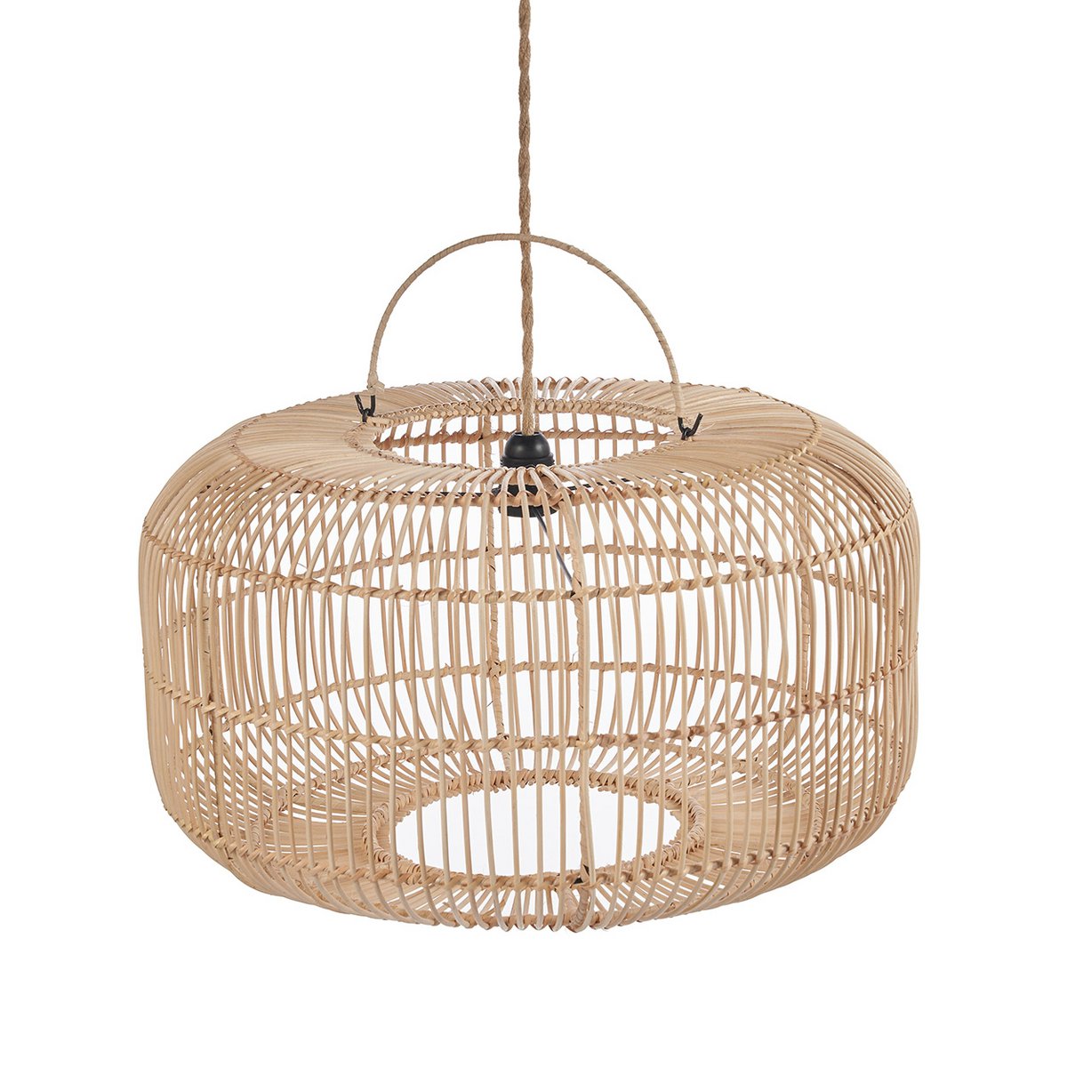 Rattan-Pendelleuchte Arun – 55 cm breit, 30 cm hoch