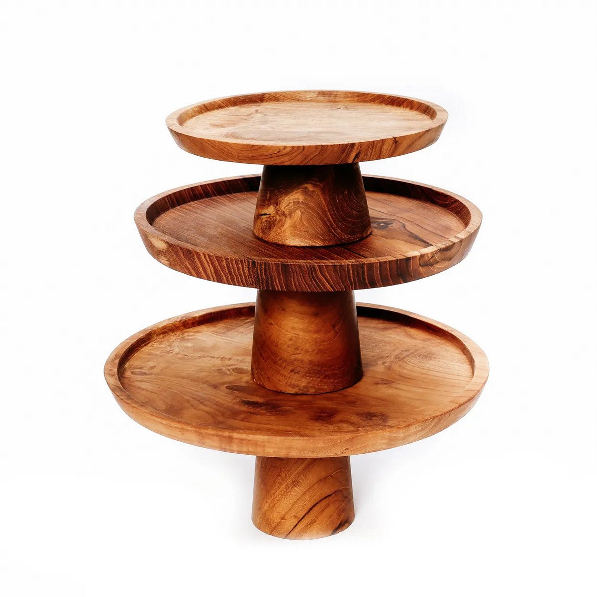 Kagefad i teak, 28 cm - stort