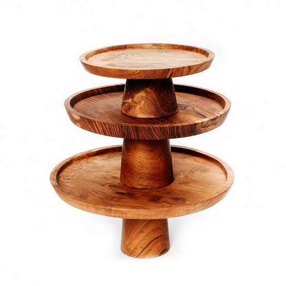 Kagefad i teak, 28 cm - stort