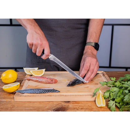 440C steel flexible fillet knife 200 mm - with bamboo saya