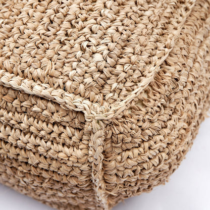 Raffia puf PADAR 55 × 55 cm - kokosfiber & bomuld