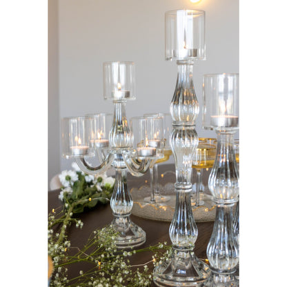 Glass chandelier, 5 lights, transparent - H35cm