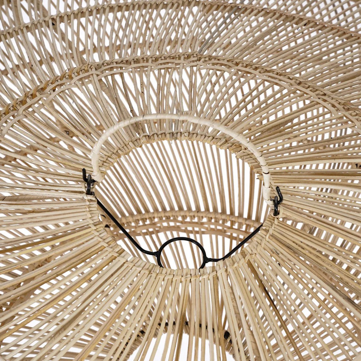 Rattan pendant shade 110 cm L - beige, ribbed weave