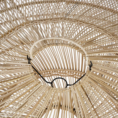 Rattan pendant shade 110 cm L - beige, ribbed weave