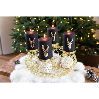 Metal advent wreath 34 cm, gold finish - Milano