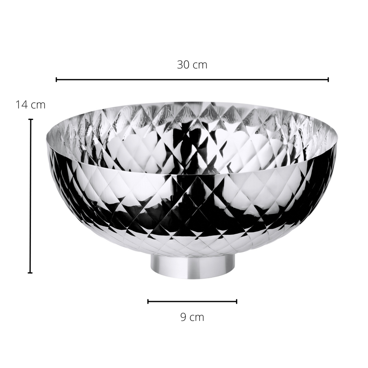 Hammered stainless steel serving bowl, Ø 30 cm × 14 cm high