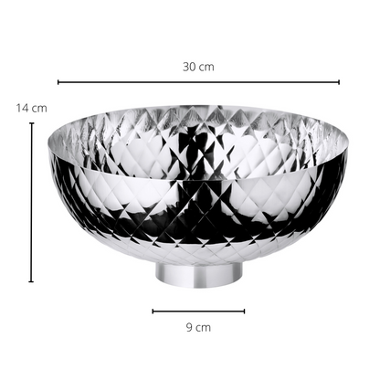 Hammered stainless steel serving bowl, Ø 30 cm × 14 cm high