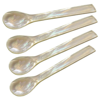 Perlmutt-Kaviar-Löffel, 4er-Set, 11 cm – gerade Ecken