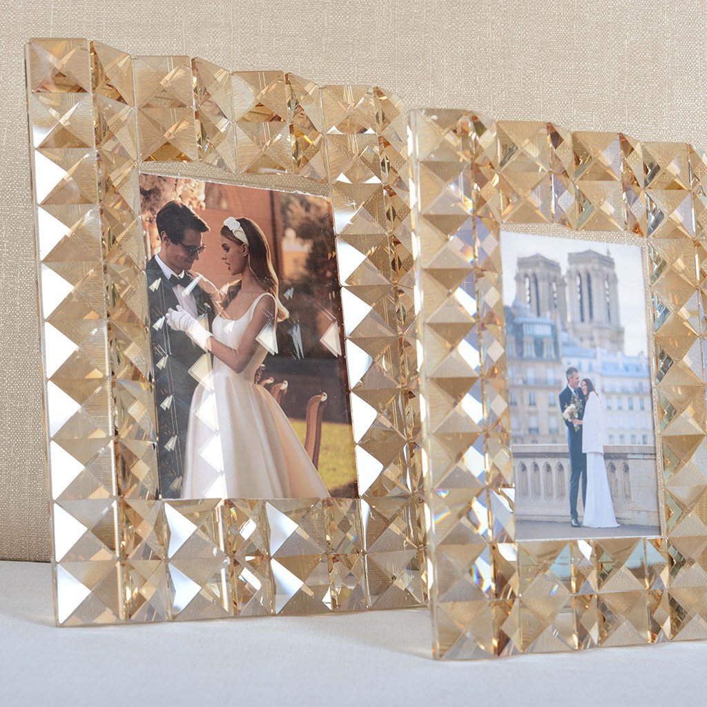 Amber crystal frame 23×28 cm - golden finish