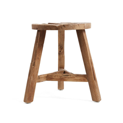 Reclaimed teak stool, tripod - 44cm L