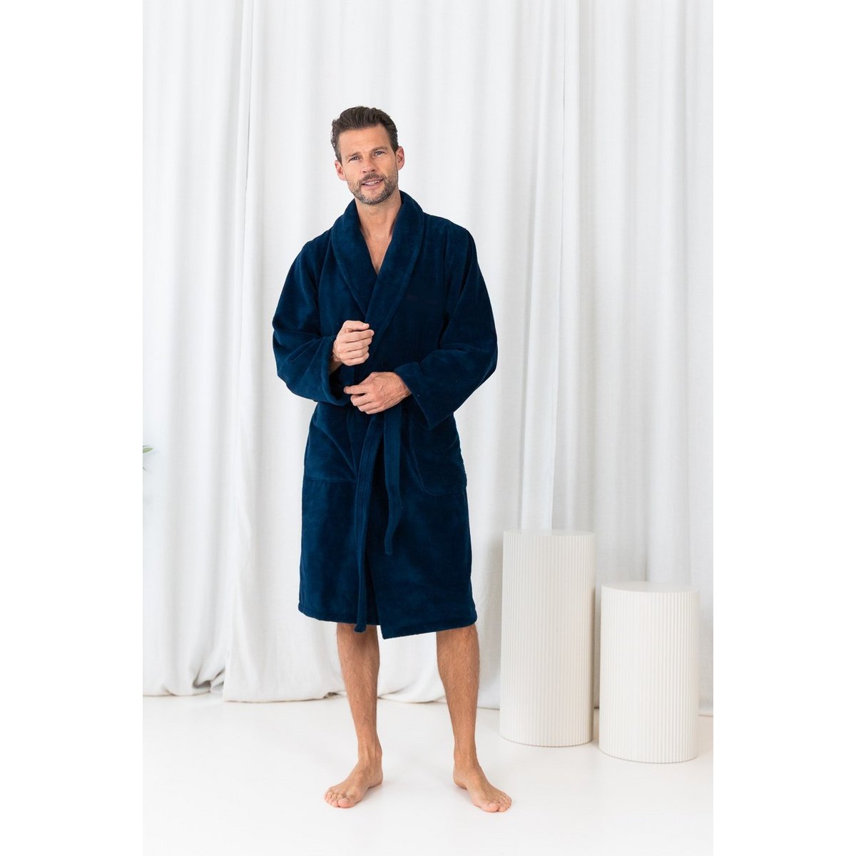 Doppelseitiger Bademantel S - Dark denim