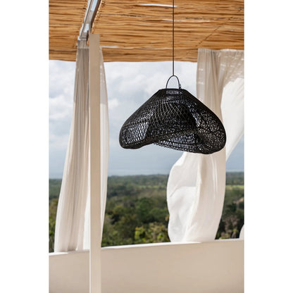Black rattan cloud pendant shade 60 cm - handwoven