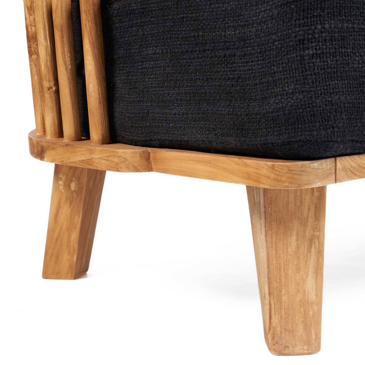 Teaktræs to-personers sofa, beige og sort - 140 cm