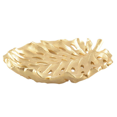 Polyresin Obstschale, Blattgold, 31cm
