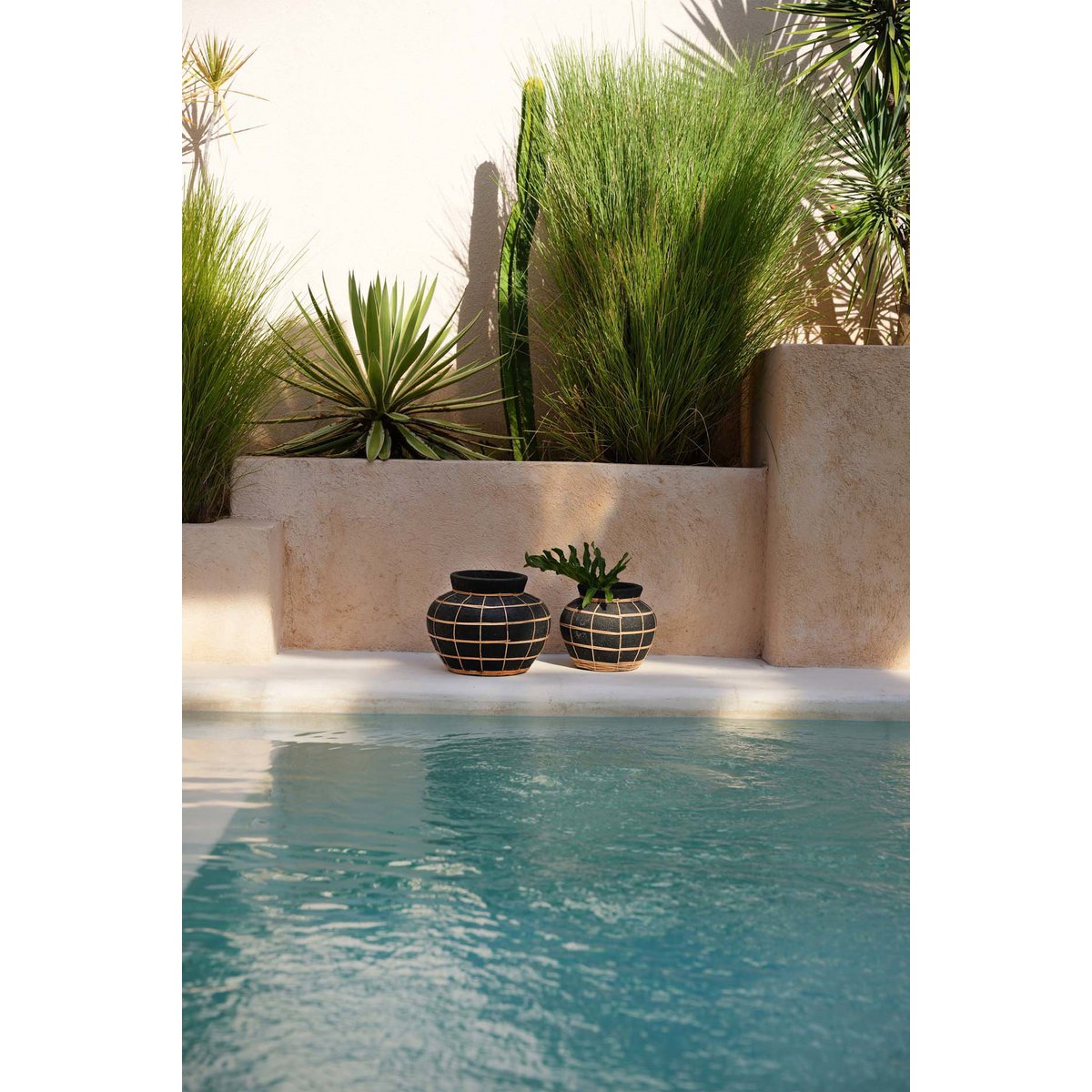 Terrakotta mavevase sort natur 33 × 27 cm – stor, Indonesien