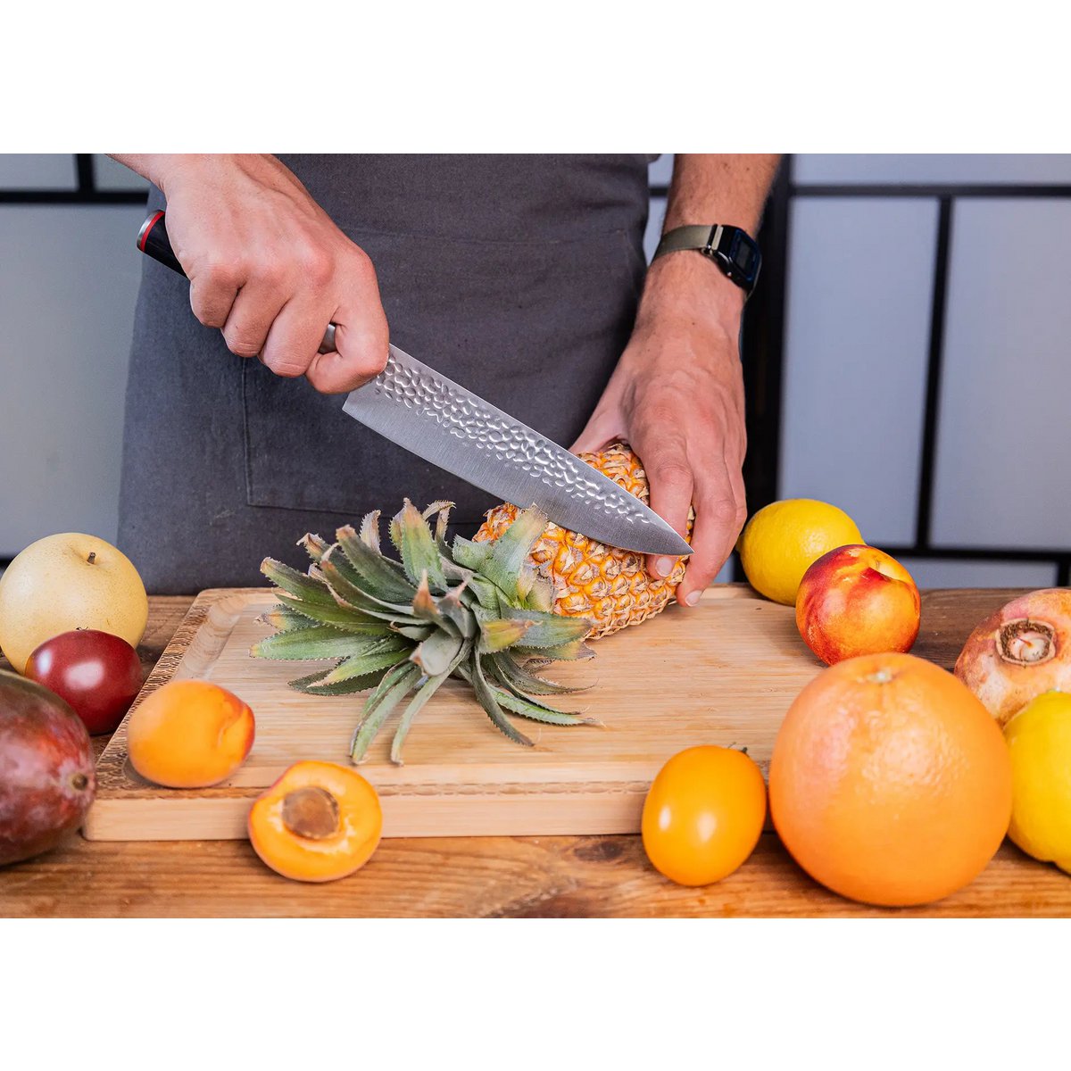 Gyuto Kochmesser, 200 mm – 440C Stahl mit Bambusscheide