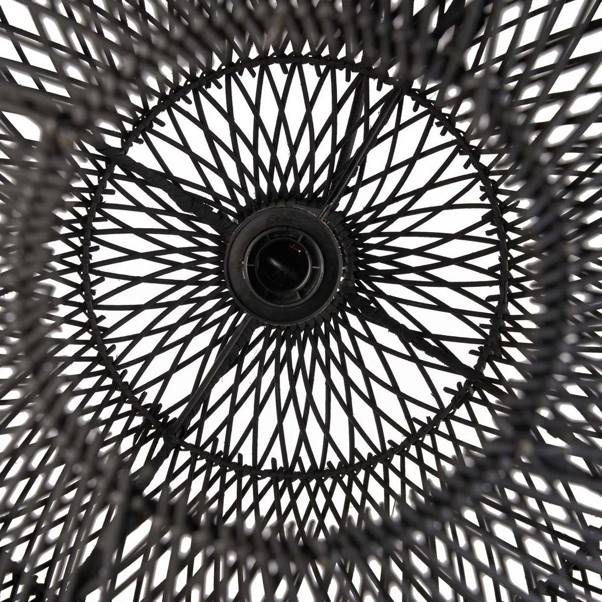 Handwoven rattan ball pendant shade 50 cm - black, medium