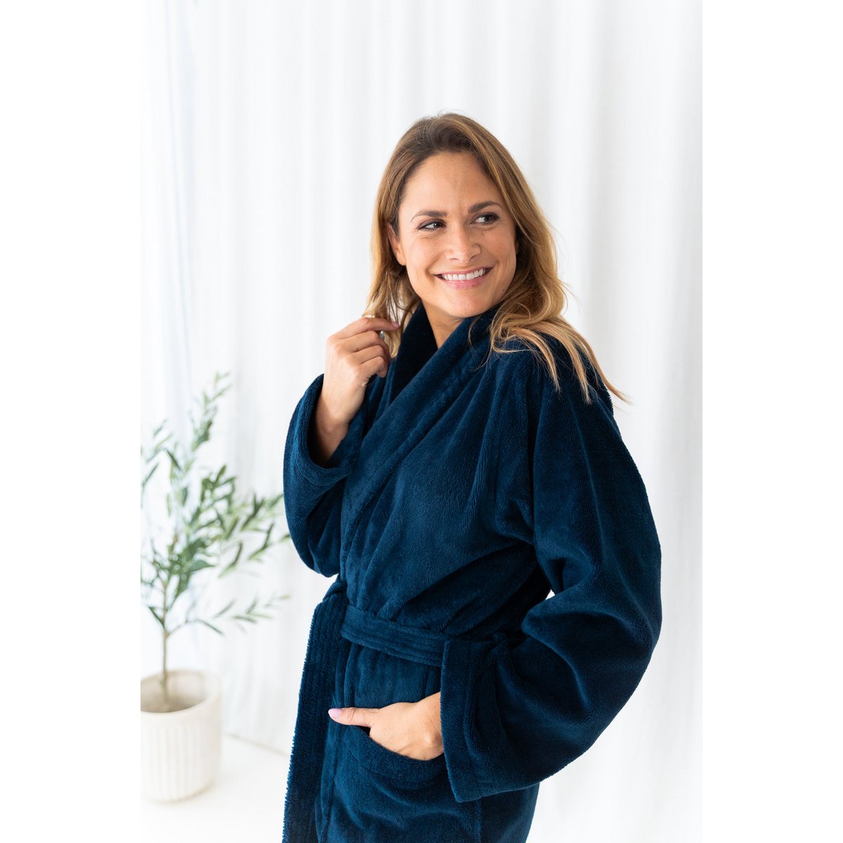 Doppelseitiger Bademantel S - Dark denim