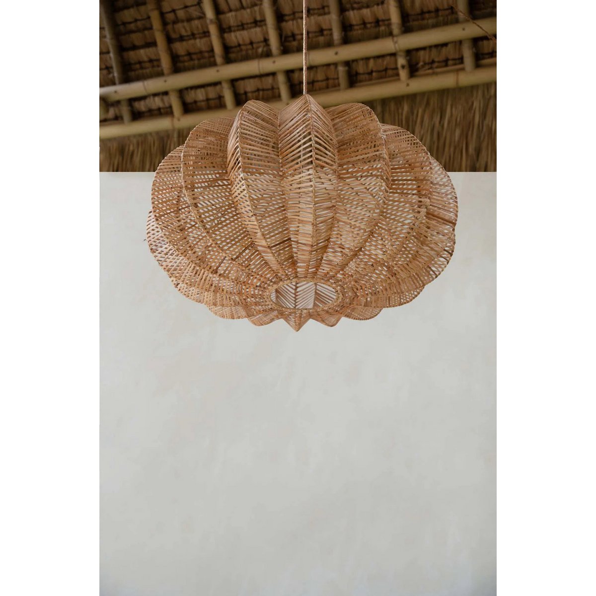 Rattan pendellampe, 45 cm - naturlig beige lanterne