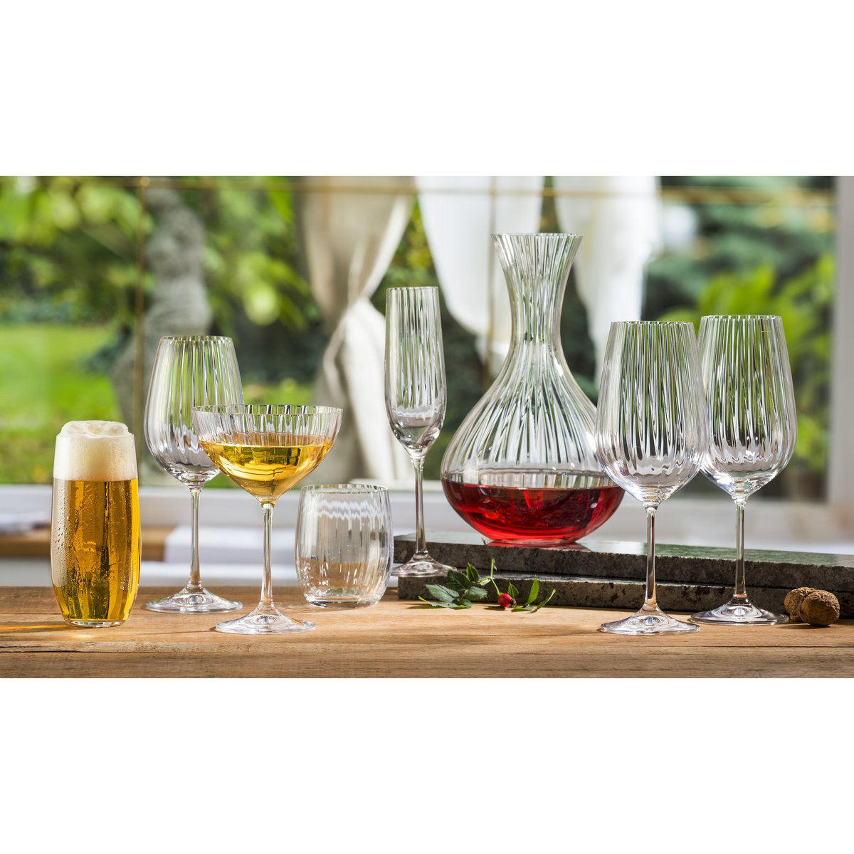Champagneglas, klare sæt med 6 stk. - vandfaldsdesign