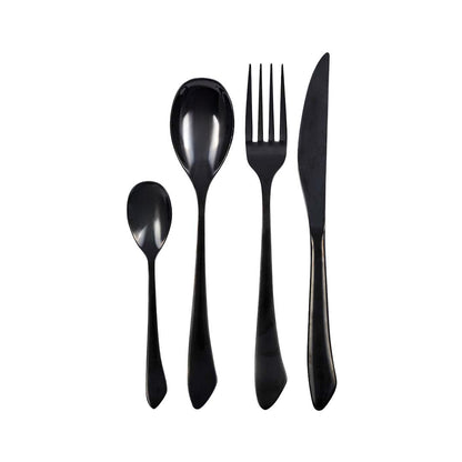 Black cutlery set, stainless steel, 24 pieces