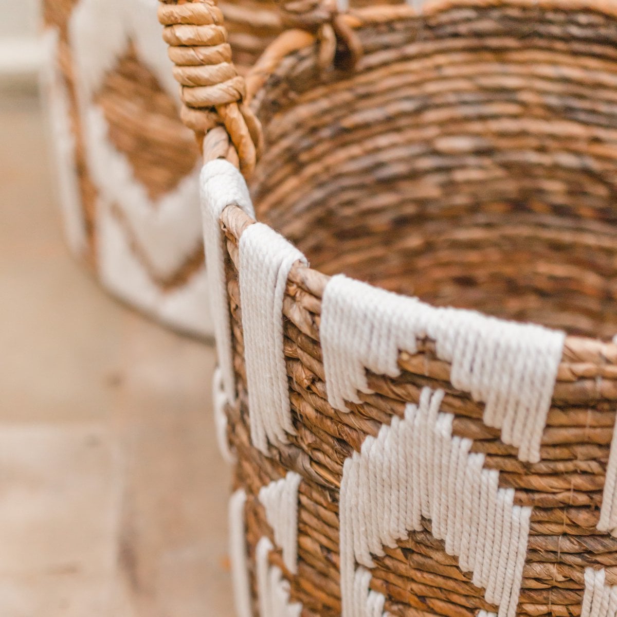 Cotton macramé basket NASARI 40 cm diameter – round storage