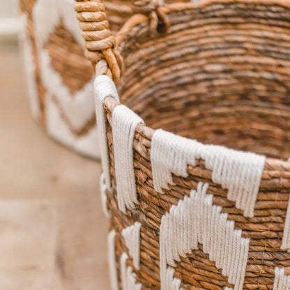 Cotton macramé basket NASARI 40 cm diameter – round storage