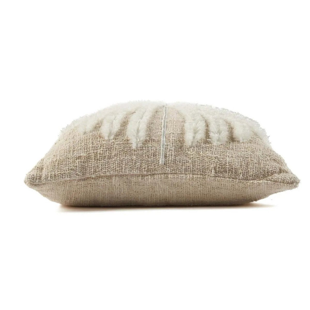 Cotton and raffia cushion cover, 50×50 cm - Natural white