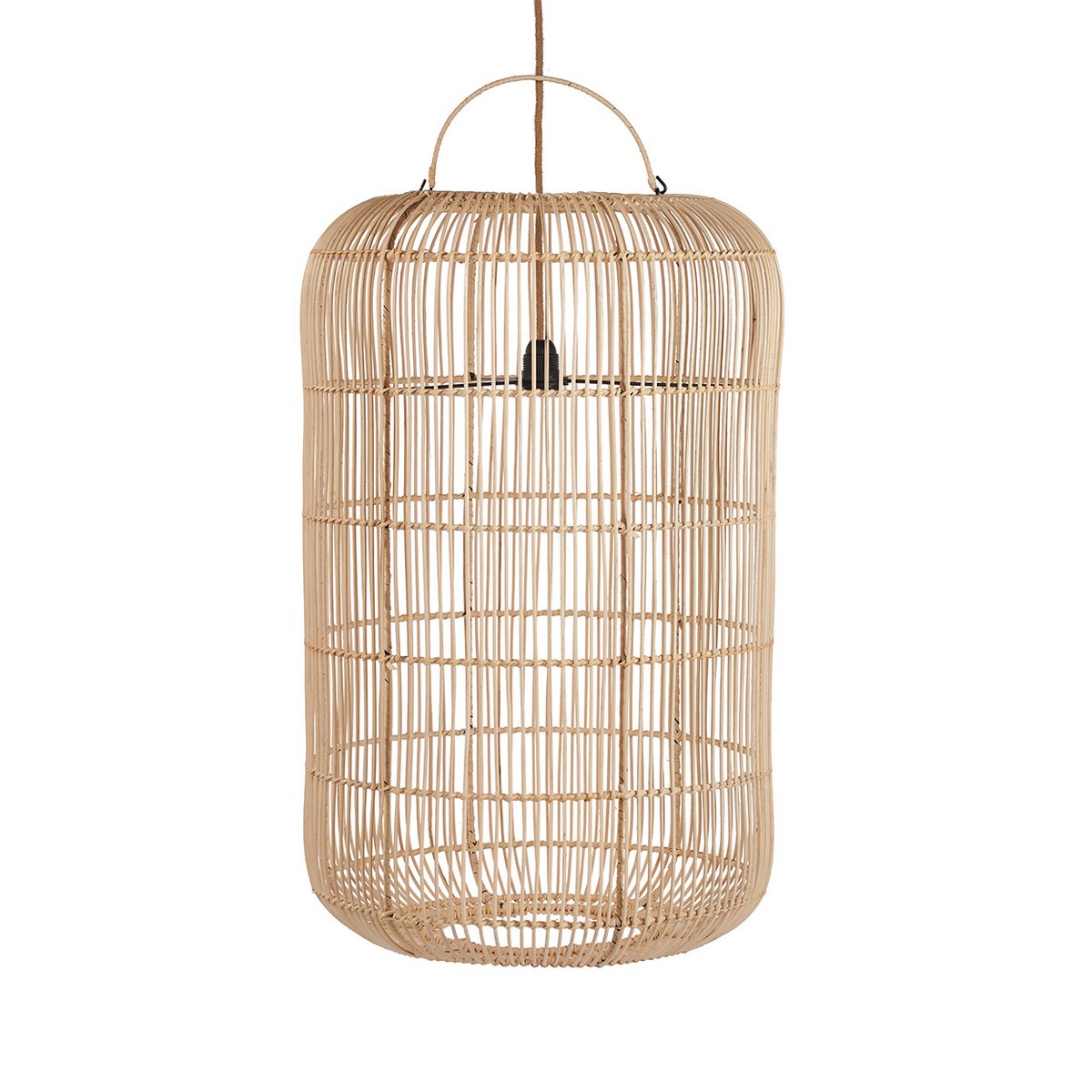 Rattan-Pendelleuchte 50 × 80 cm – zylindrisch, gerippt
