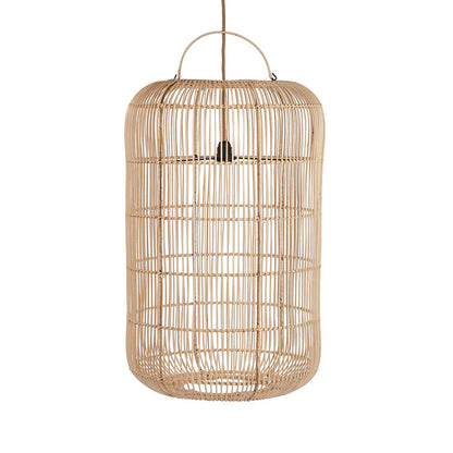 Rattan-Pendelleuchte 50 × 80 cm – zylindrisch, gerippt