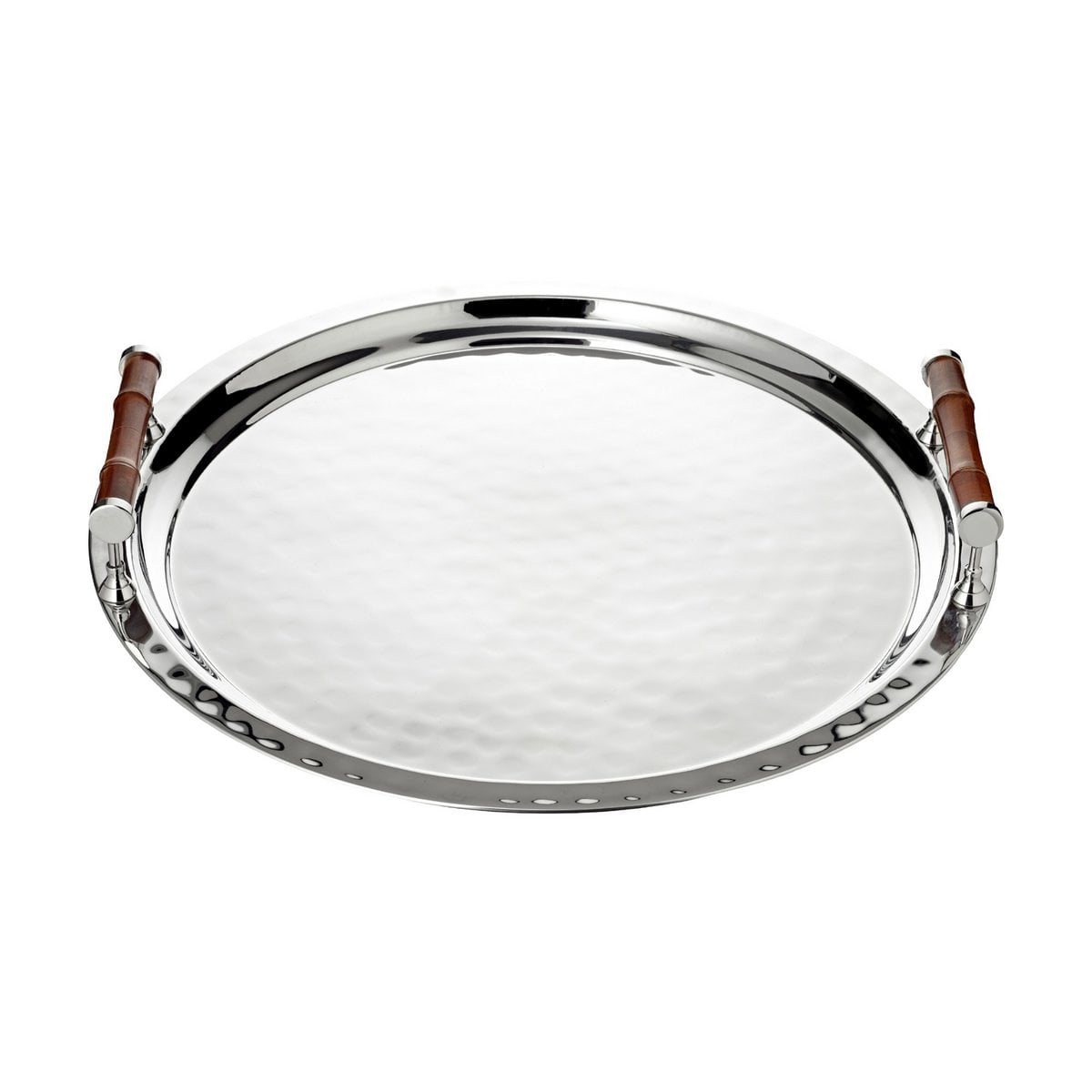 Bambus-Rundtablett Ø47 cm, Rand vernickelt