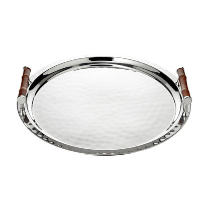 Bambus-Rundtablett Ø47 cm, Rand vernickelt