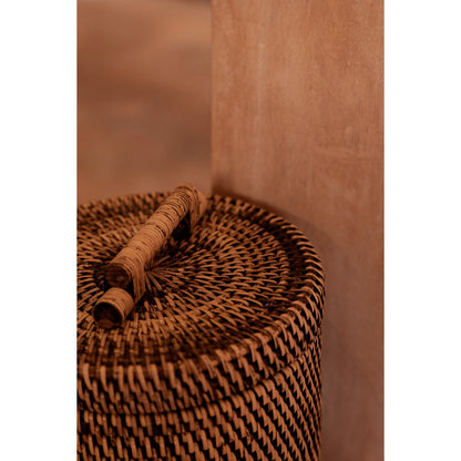Rattanbeholder 20 × 37 cm høj - naturlig brun
