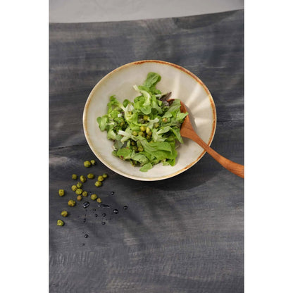 Stoneware serving bowl, white with gold – M
