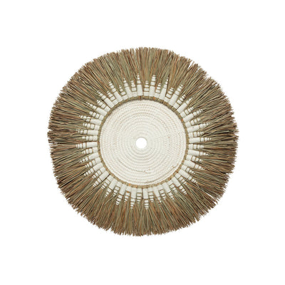 Raffia makramé vægcirkel 60 cm - beige og hvid