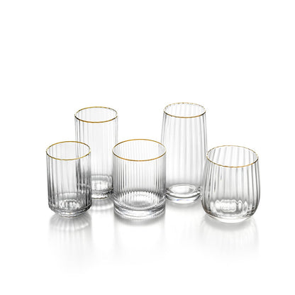 Recycled glass highball - Gold rim - 14 cm