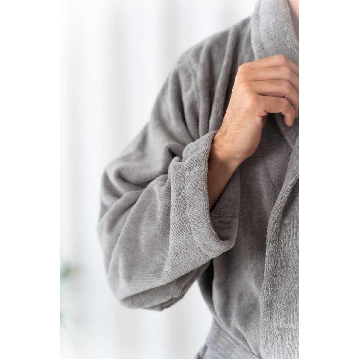 Teddy fleece bathrobe slate grey – size L