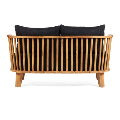 Teaktræs to-personers sofa, beige og sort - 140 cm