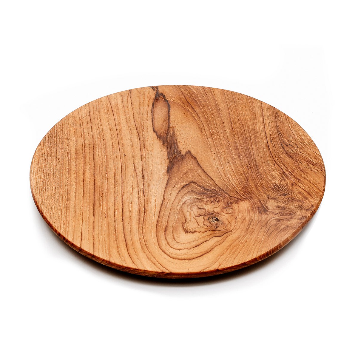 Teak round plate, 30 cm - natural grain