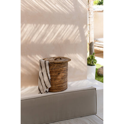 Cotton plaid throw 130×170 – cream, charcoal, handwoven