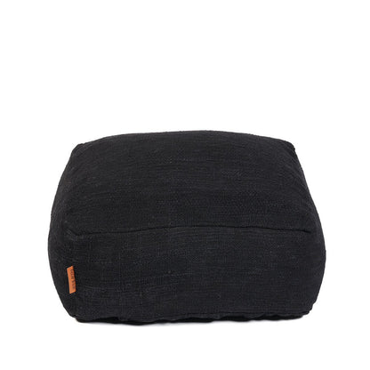 Cotton pouffe, black - 60 × 60 × 25 cm