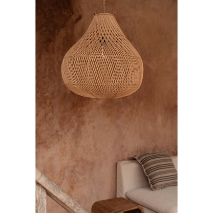 Rattan-Pendelleuchte – Beige – M