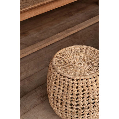 Taburet af palmefibre og træ, 49 × 45 cm - Natur