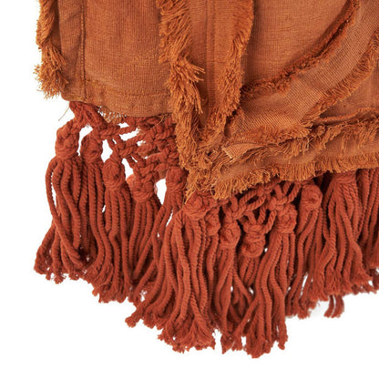 Cotton bed throw 300×240 cm – terracotta, Berber pattern