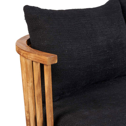 Teaktræs to-personers sofa, beige og sort - 140 cm