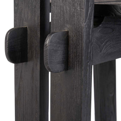 Teak bar stool, black – dual-back