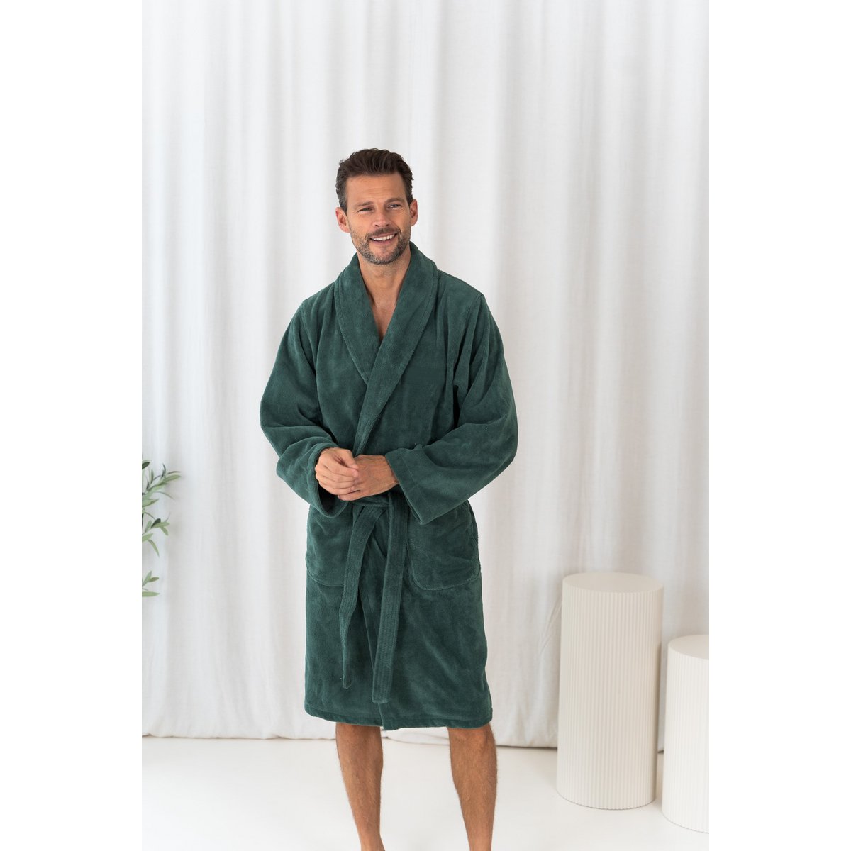 Teddy Bathrobe, S, eucalyptus - fleece & cotton
