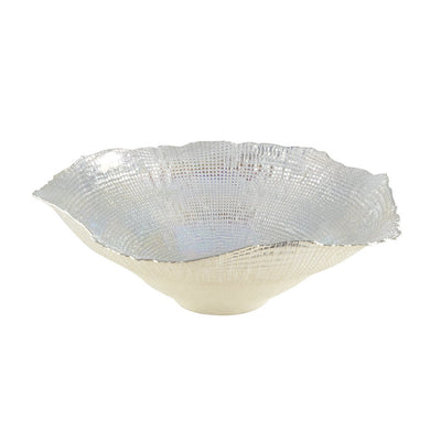 Stor sølvfarvet glasskål 45cm - Corolle