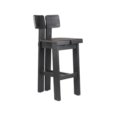 Barstol i teak, sort – dobbelt ryg